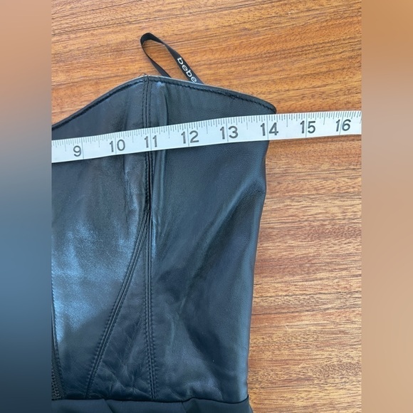 BEBE Leather Black Strapless mini Dress, size 00 - Picture 8 of 14